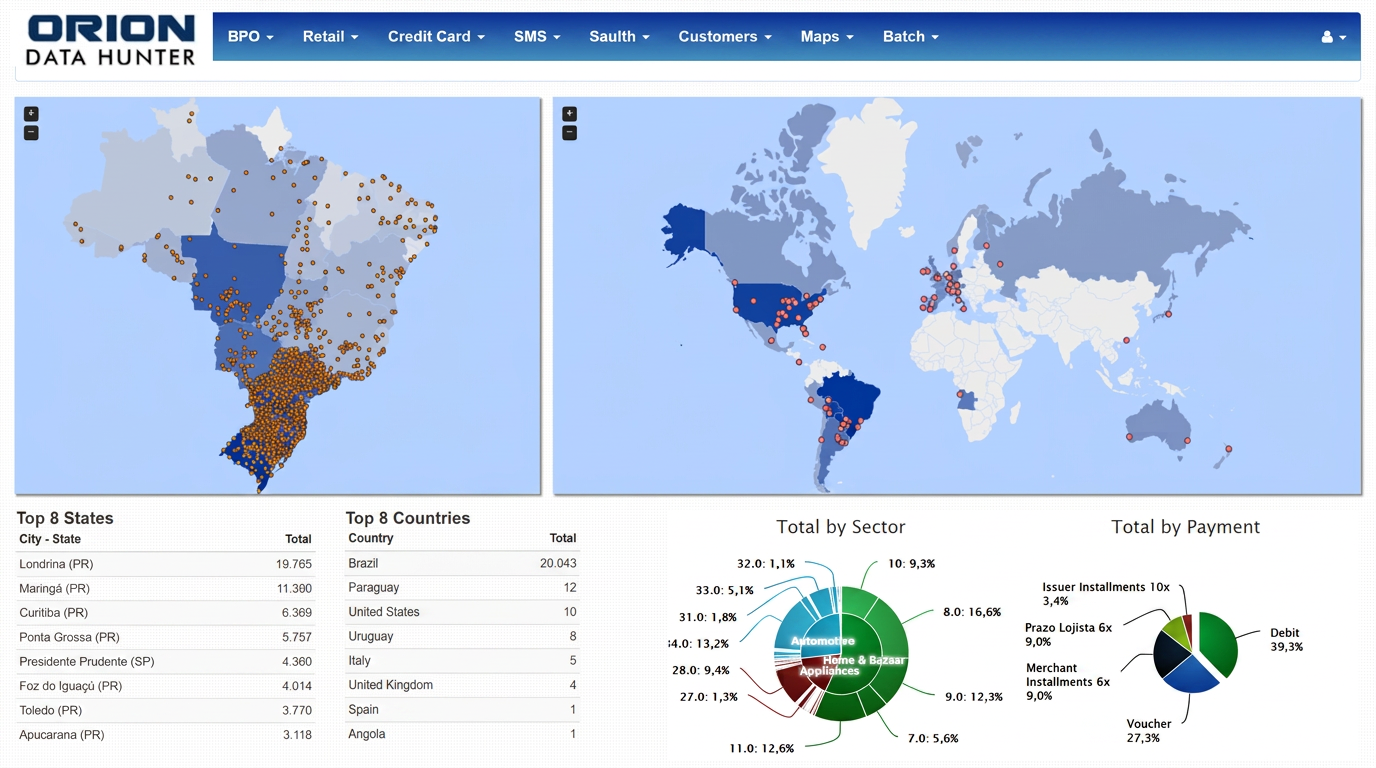 Regional and world coverage maps